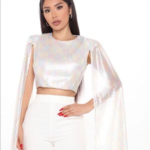 Fashion Nova Holiday Sequin Set Top and pants size med NWT